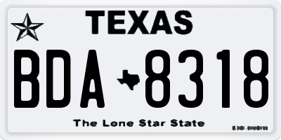 TX license plate BDA8318