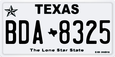 TX license plate BDA8325
