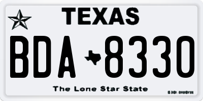 TX license plate BDA8330