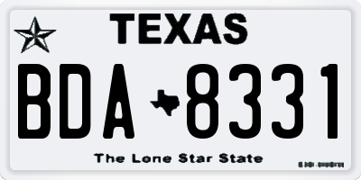 TX license plate BDA8331