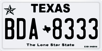 TX license plate BDA8333