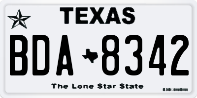 TX license plate BDA8342