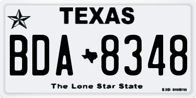 TX license plate BDA8348