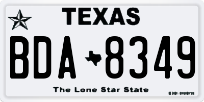 TX license plate BDA8349