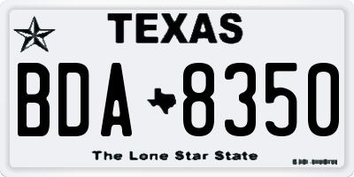 TX license plate BDA8350