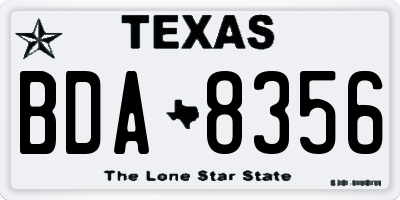 TX license plate BDA8356