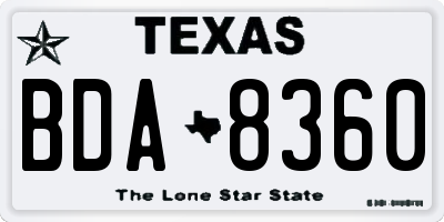 TX license plate BDA8360