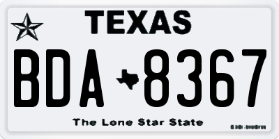TX license plate BDA8367