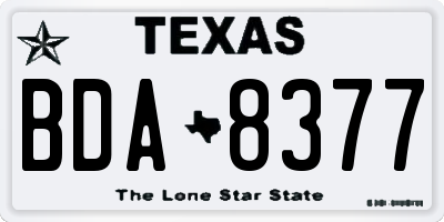 TX license plate BDA8377