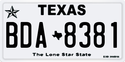 TX license plate BDA8381