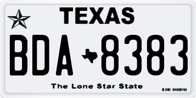 TX license plate BDA8383