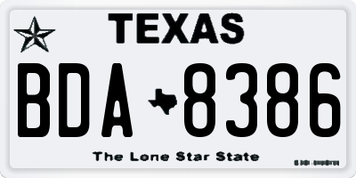 TX license plate BDA8386