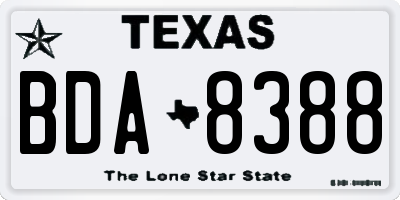 TX license plate BDA8388