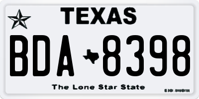 TX license plate BDA8398