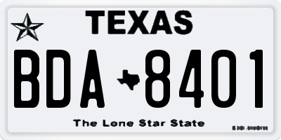 TX license plate BDA8401