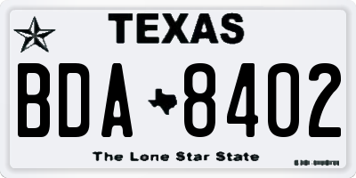 TX license plate BDA8402