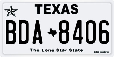 TX license plate BDA8406