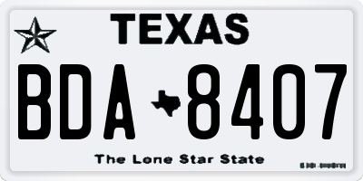 TX license plate BDA8407