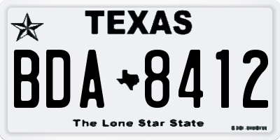 TX license plate BDA8412