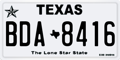 TX license plate BDA8416