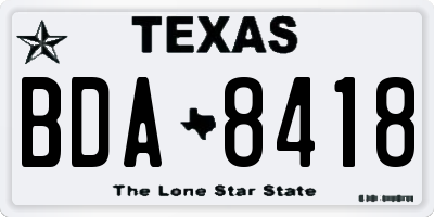 TX license plate BDA8418