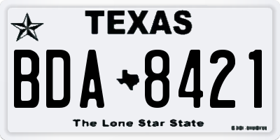 TX license plate BDA8421