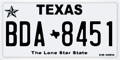 TX license plate BDA8451
