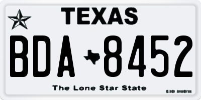 TX license plate BDA8452