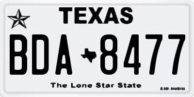 TX license plate BDA8477