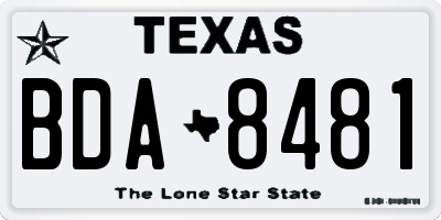 TX license plate BDA8481