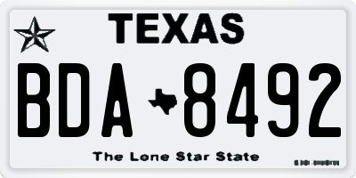 TX license plate BDA8492