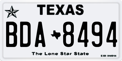 TX license plate BDA8494