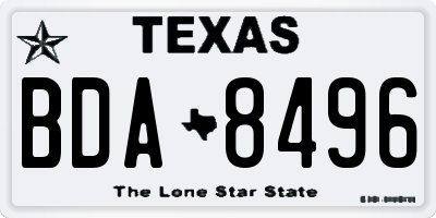 TX license plate BDA8496