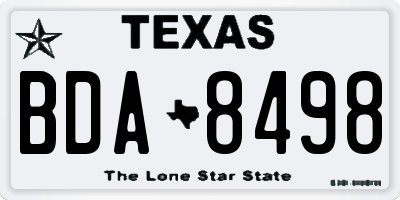 TX license plate BDA8498