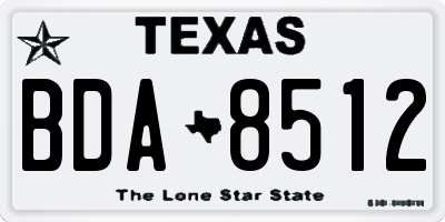 TX license plate BDA8512