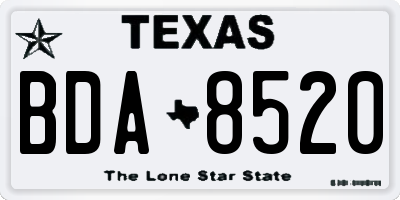 TX license plate BDA8520