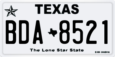 TX license plate BDA8521