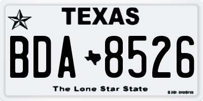TX license plate BDA8526