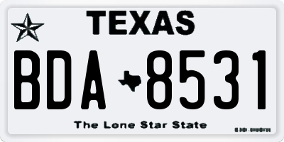 TX license plate BDA8531