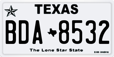 TX license plate BDA8532