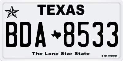 TX license plate BDA8533