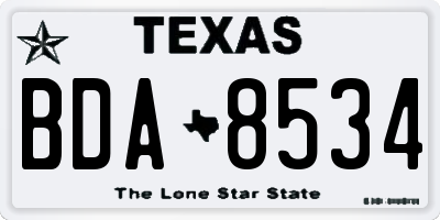 TX license plate BDA8534