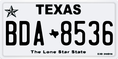 TX license plate BDA8536