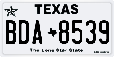 TX license plate BDA8539