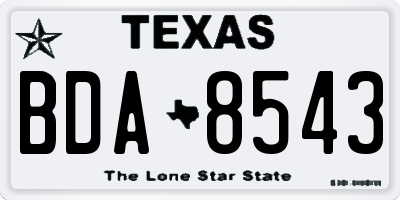 TX license plate BDA8543