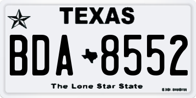 TX license plate BDA8552