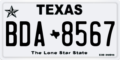 TX license plate BDA8567