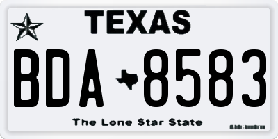 TX license plate BDA8583