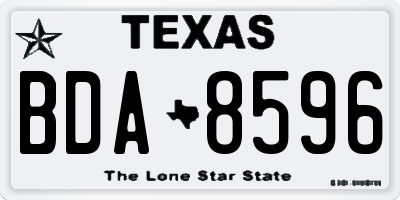 TX license plate BDA8596