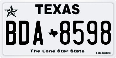 TX license plate BDA8598
